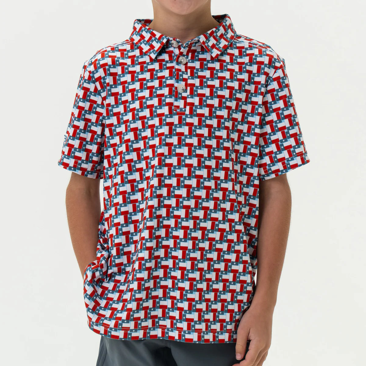 Burlebo Youth Polo - Texas Flag Print