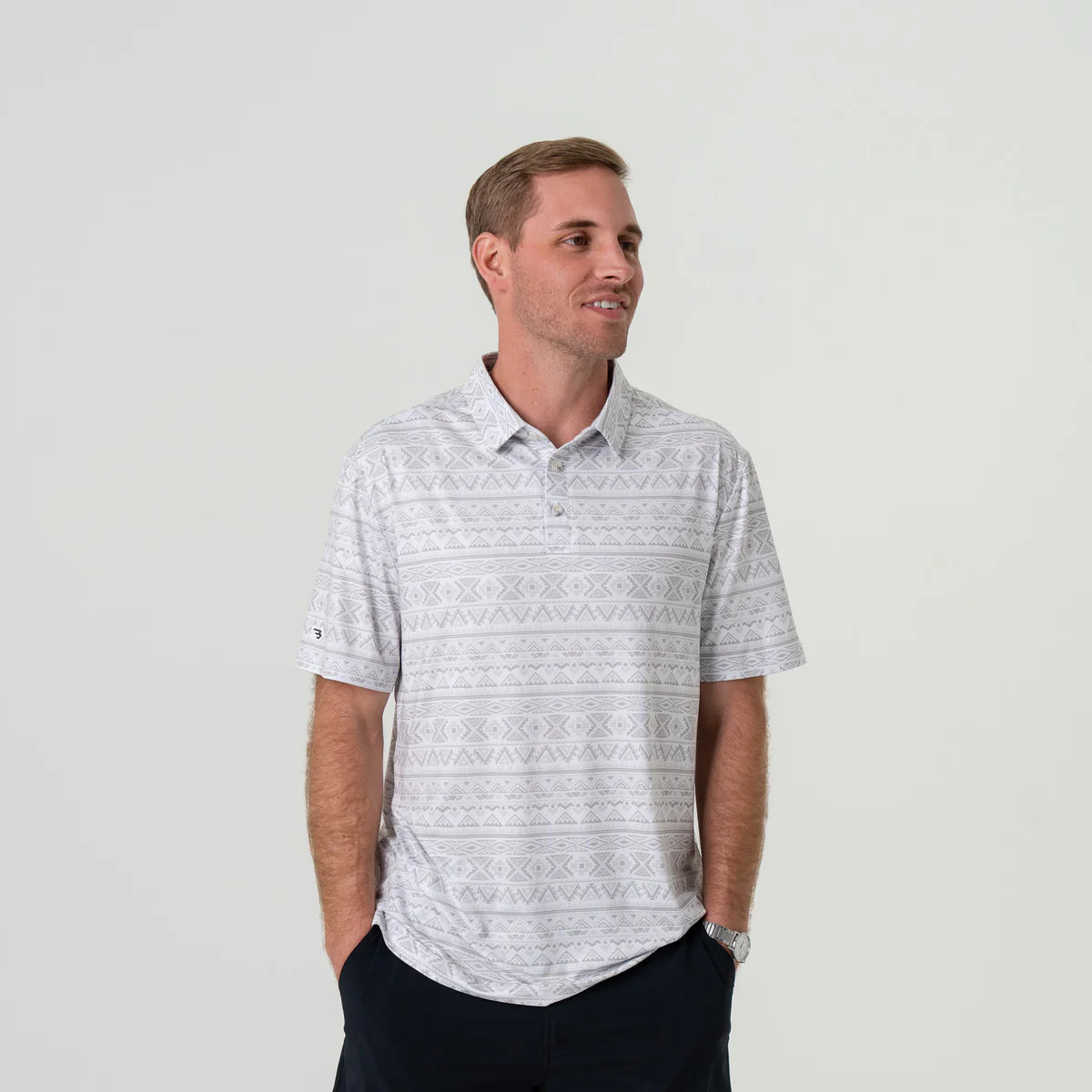 Burlebo Performance Polo - Grey Aztec