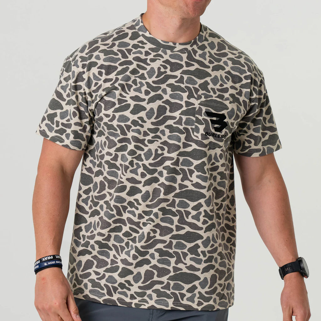 Burlebo SS - Classic Deer Camo - Flying B Pocket Tee