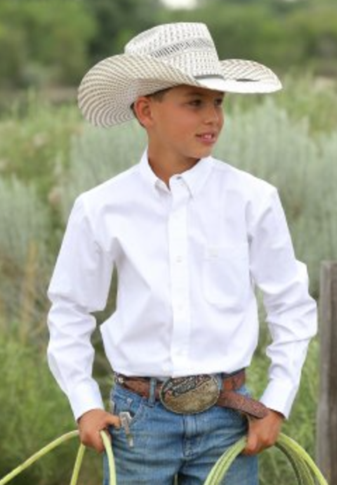 Cinch Boys White Long Sleeve Button Down