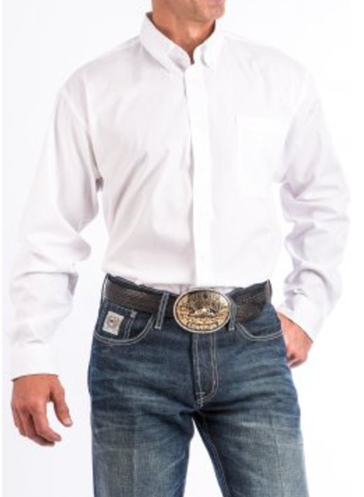 Cinch Mens White Long Sleeve Button Down