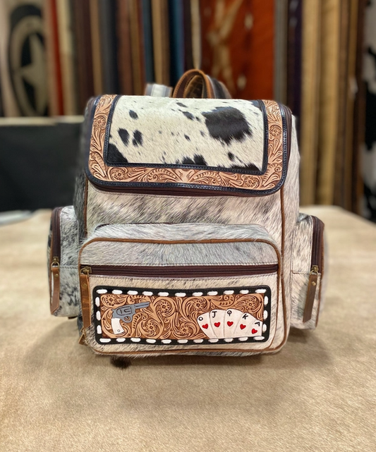 Aces Vintage Tooled Cowhide Backpack