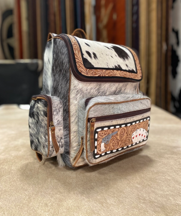 Aces Vintage Tooled Cowhide Backpack