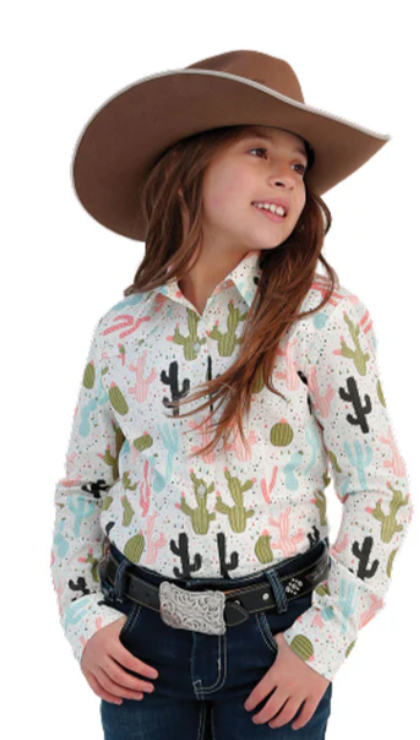 Cinch Girl's Cactus Long Sleeve Button Up Shirt