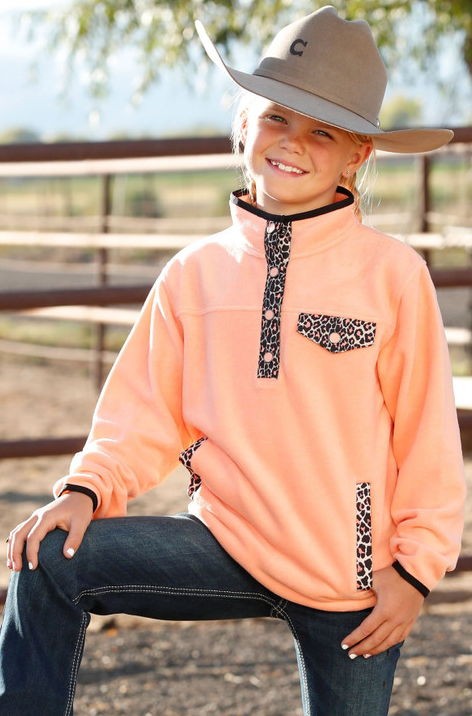 Cinch Pullover Girls Polar Fleece Peach