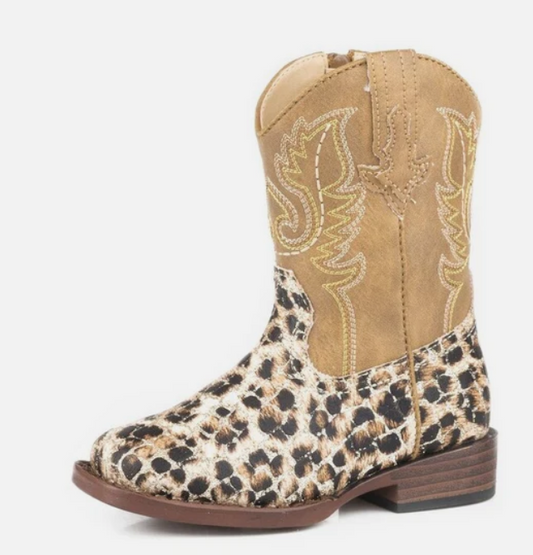Roper Western Boots Girls Glitter 6" Shaft Tan