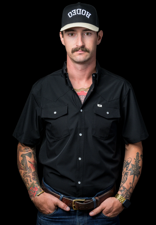 Core Men's Black Short Sleeve Snap Shirt