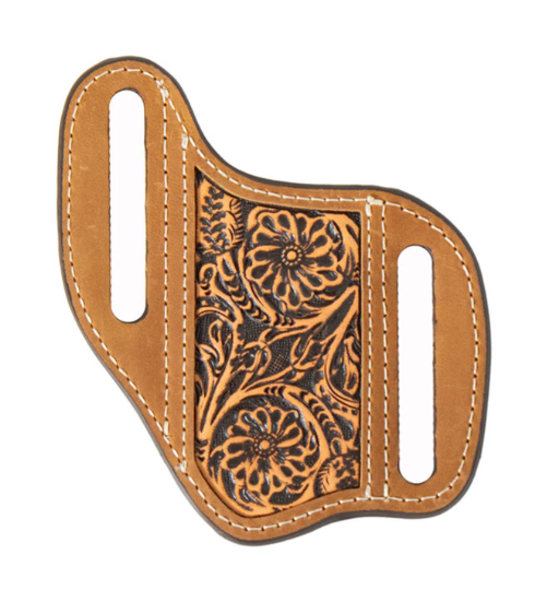 3D Knife Sheath Unisex Pancake Floral Embossing Inlay Brown