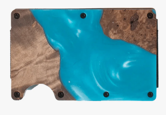3D Mens Smart Wallet Wood Resin Blue