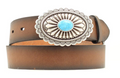 Ariat Women's Brown and Oval Buckle with Turquoise Center Belt
