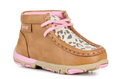 Twister Toddler Girls' Tan with Snow Leopard Print Moc Toe Chukka Shoe