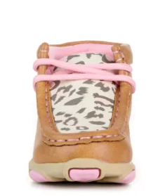 Twister Toddler Girls' Tan with Snow Leopard Print Moc Toe Chukka Shoe