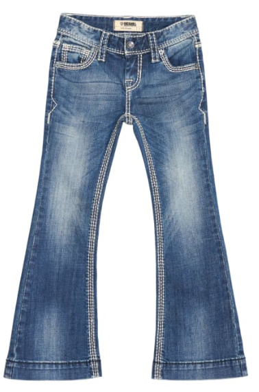 Rock & Roll Cowgirl Girl's Dark Wash Embroidered Pockets Extra Stretch Vintage Trouser Jeans