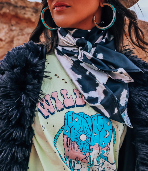 Black Cow Print Wild Rag