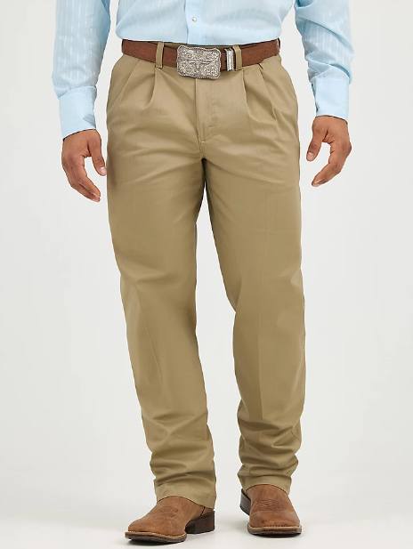 Men's Wrangler Casuals® Pleated Front Relaxed Fit Pants Khaki