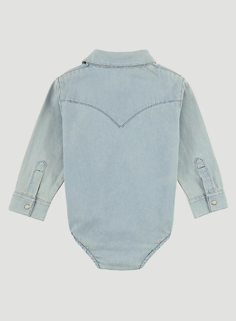 Baby Boy Long Sleeve Denim Bodysuit with Western Snap Placket