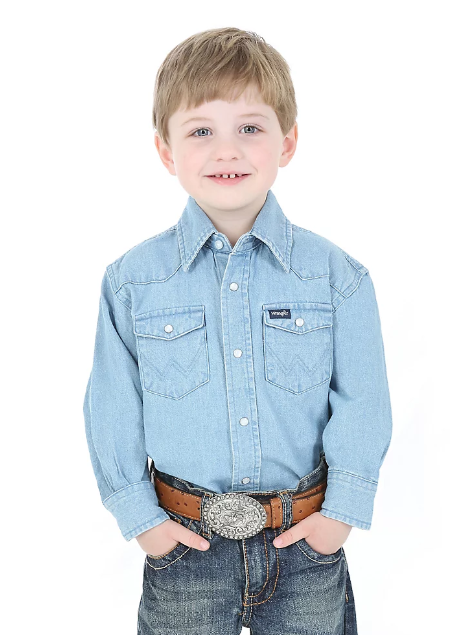 Boy's Cowboy Cut® Western Snap Shirt Denim