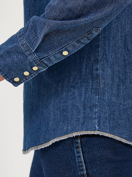 Cowboy Cut® Long Sleeve Western Denim Snap Work Shirt Dark Denim