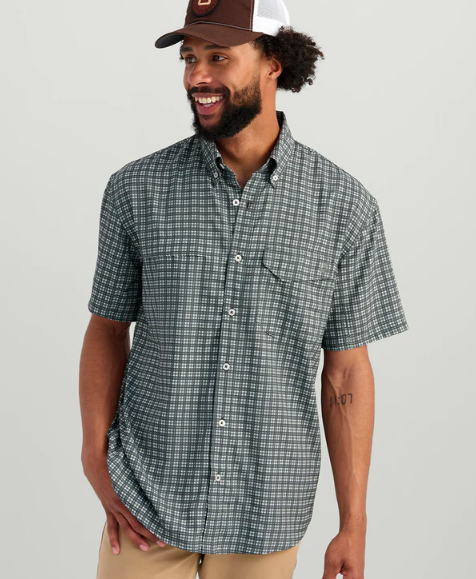 Tide Point Short Sleeve Button Down - Harbor Mist Mini Plaid