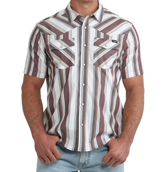 Cinch Men's Retro Striped Snap Camp Shirt