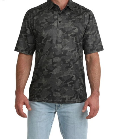 Cinch Men's Black Camo ArenaFlex Polo Shirt