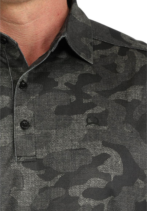 Cinch Men's Black Camo ArenaFlex Polo Shirt