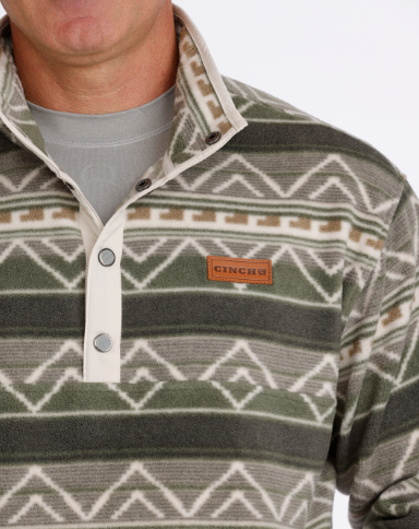 Cinch Olive Aztec Fleece Jacket