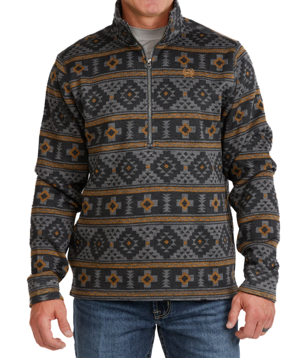 Cinch Men's 1/2 Zip Grey Aztec Pullover