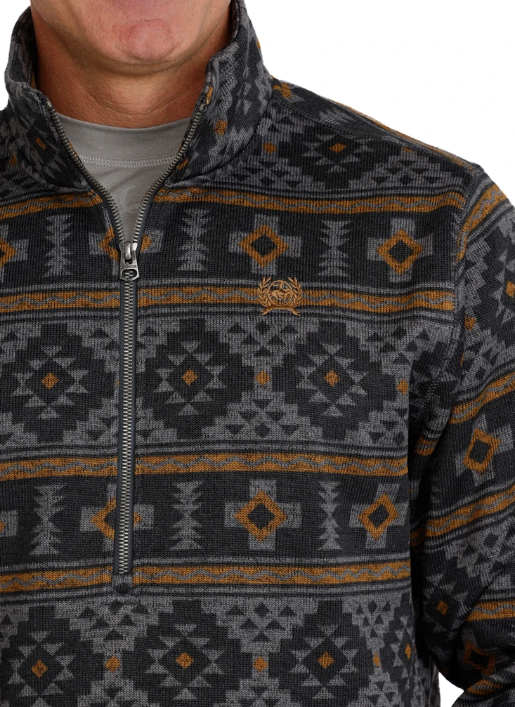 Cinch Men's 1/2 Zip Grey Aztec Pullover