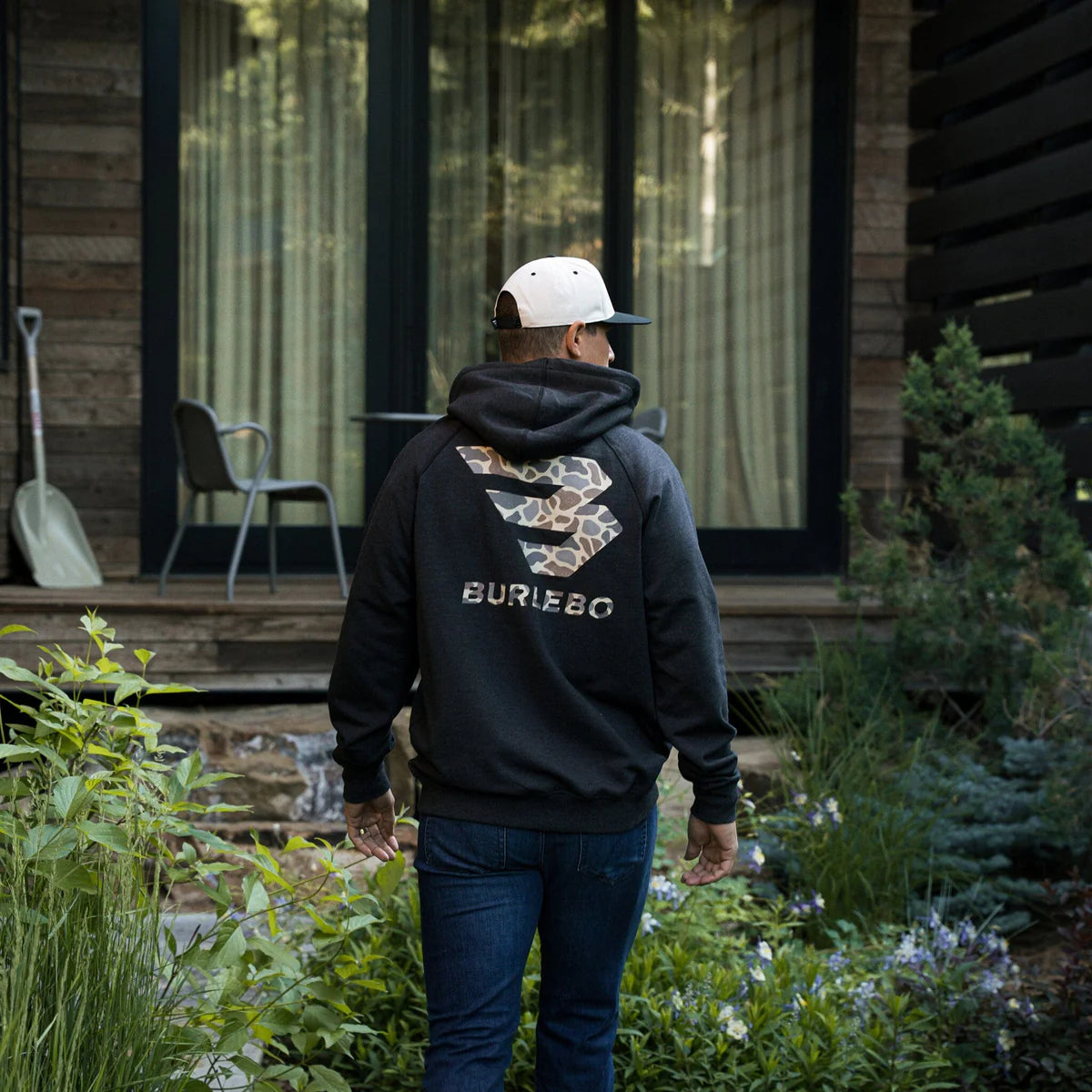 Fleece Hoodie - Camo Signature Logo - Heather Black