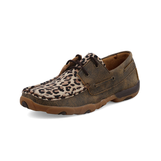 Twisted X Boat Shoe Driving Moc- Distressed & Leopard