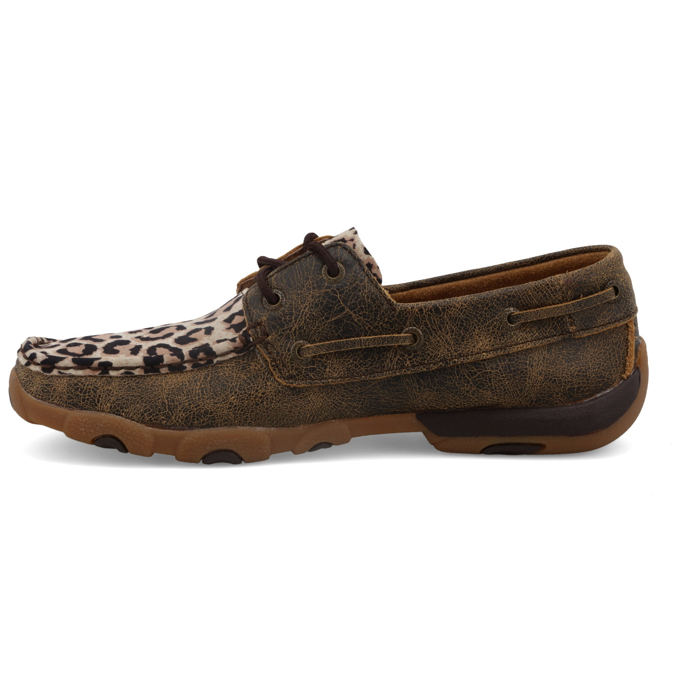 Twisted X Boat Shoe Driving Moc- Distressed & Leopard