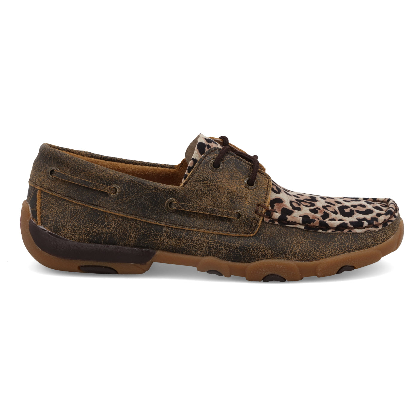 Twisted X Boat Shoe Driving Moc- Distressed & Leopard
