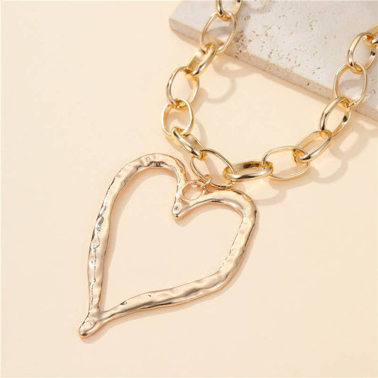 Gold Heart Hollow Necklace