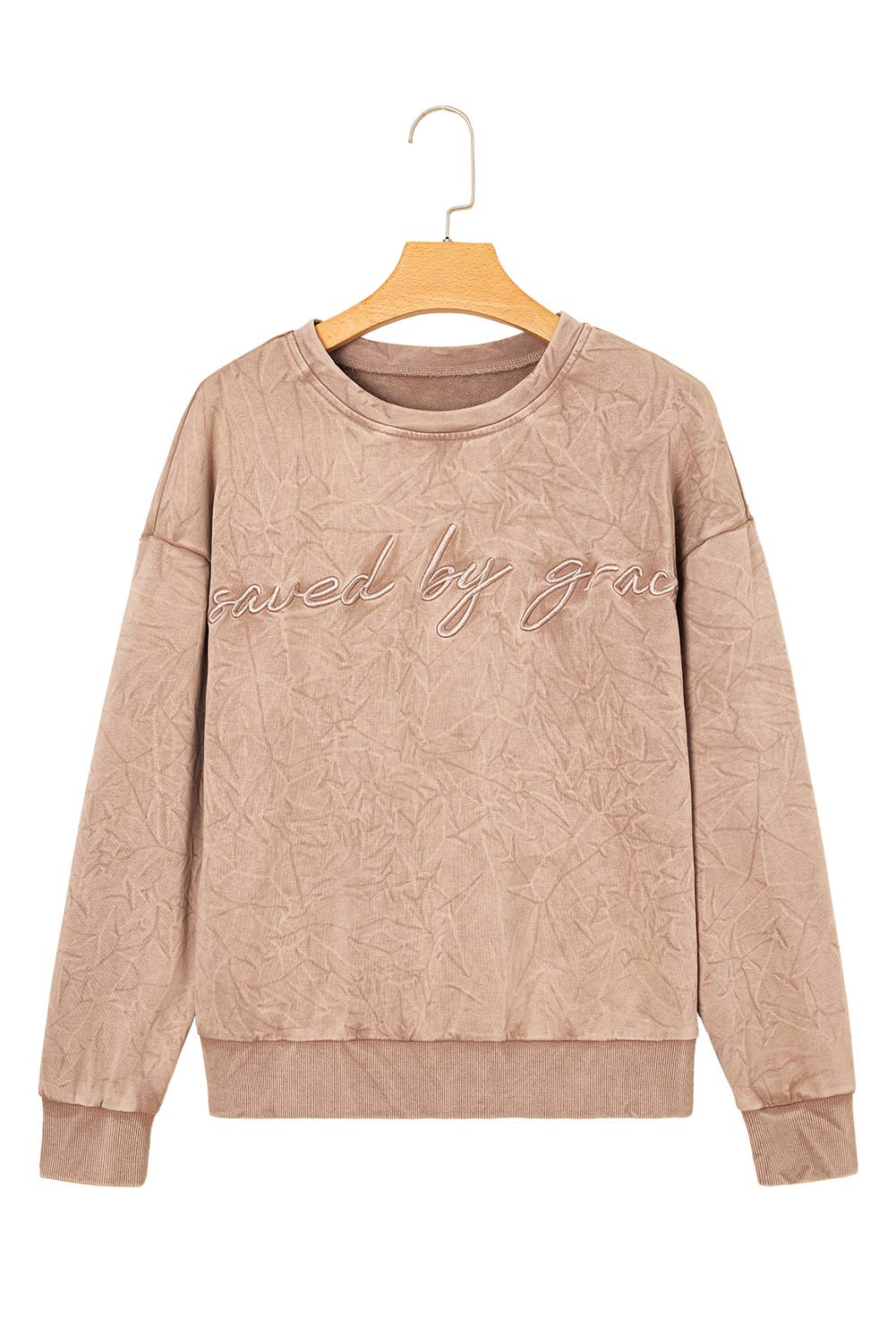 Saved by Grace | Embroidery Mineral Wash Sweatshirt