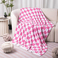 Pink Checkered Throw Blanket