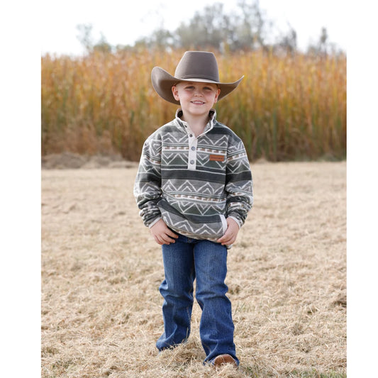 Cinch Boy's Olive 1/4 Snap Polar Fleece