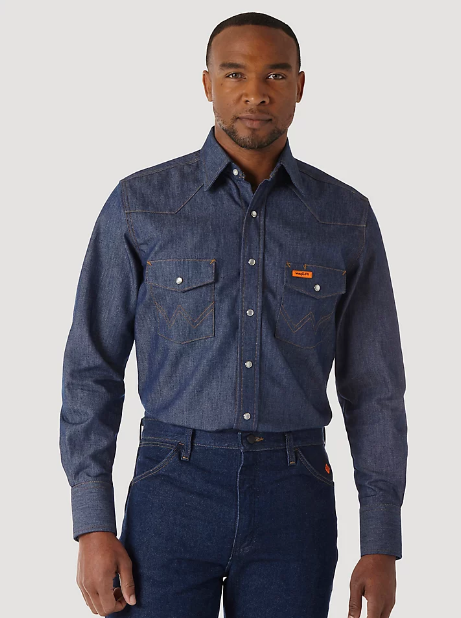 Wrangler® FR Flame-Resistant Long Sleeve Denim Work Shirt
