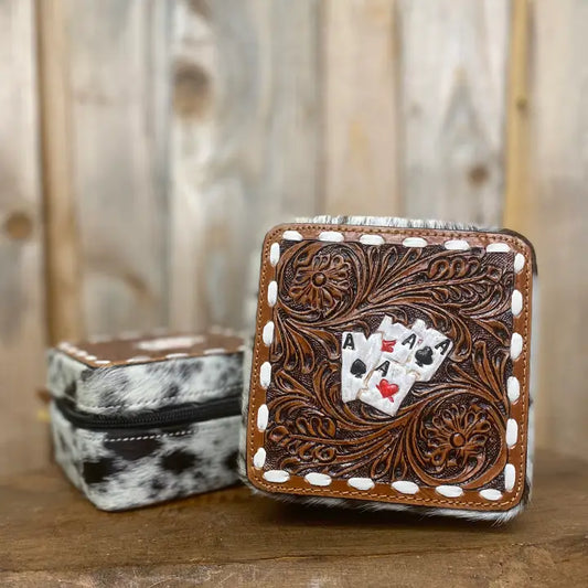 Poker Cowhide Jewelry Box