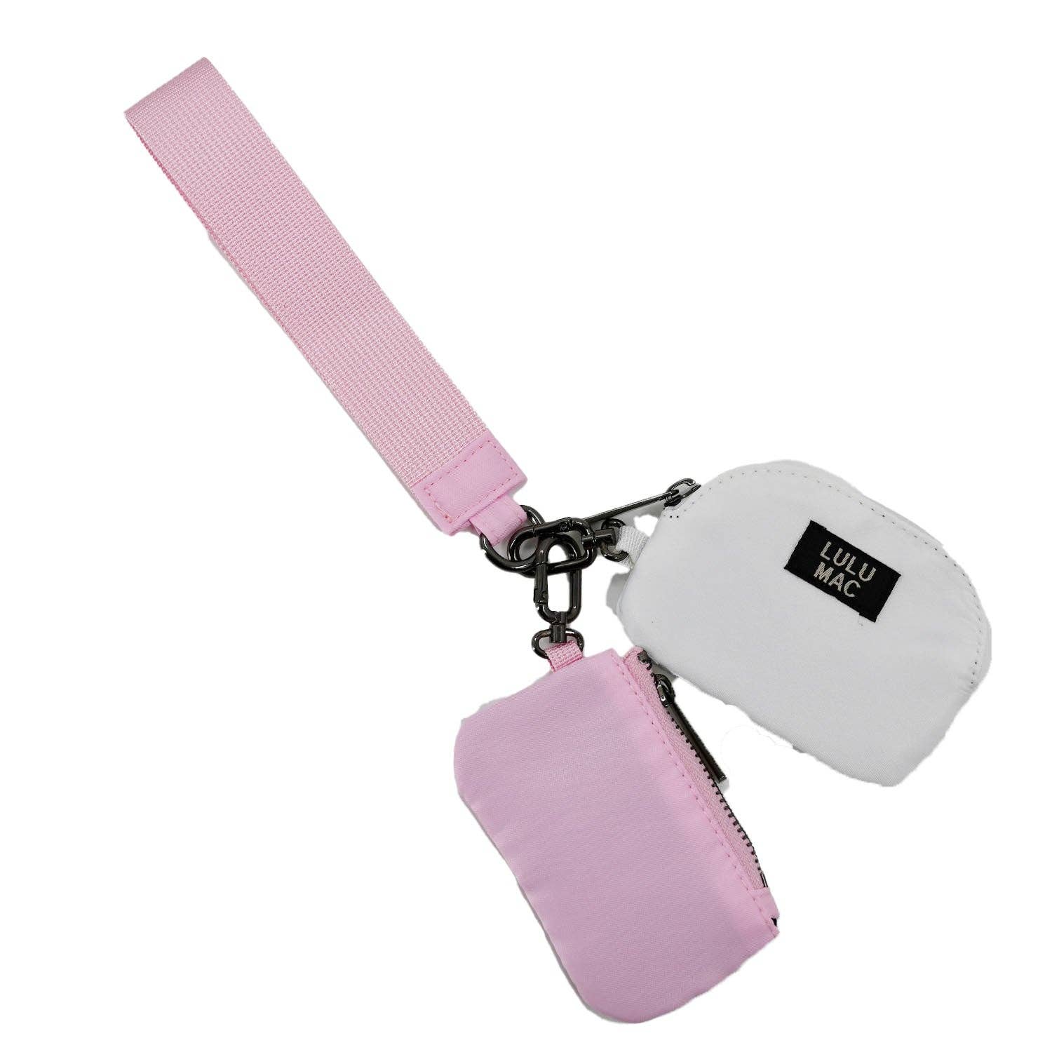 LULU MAC WHITE & PINK WRISTLET POUCH
