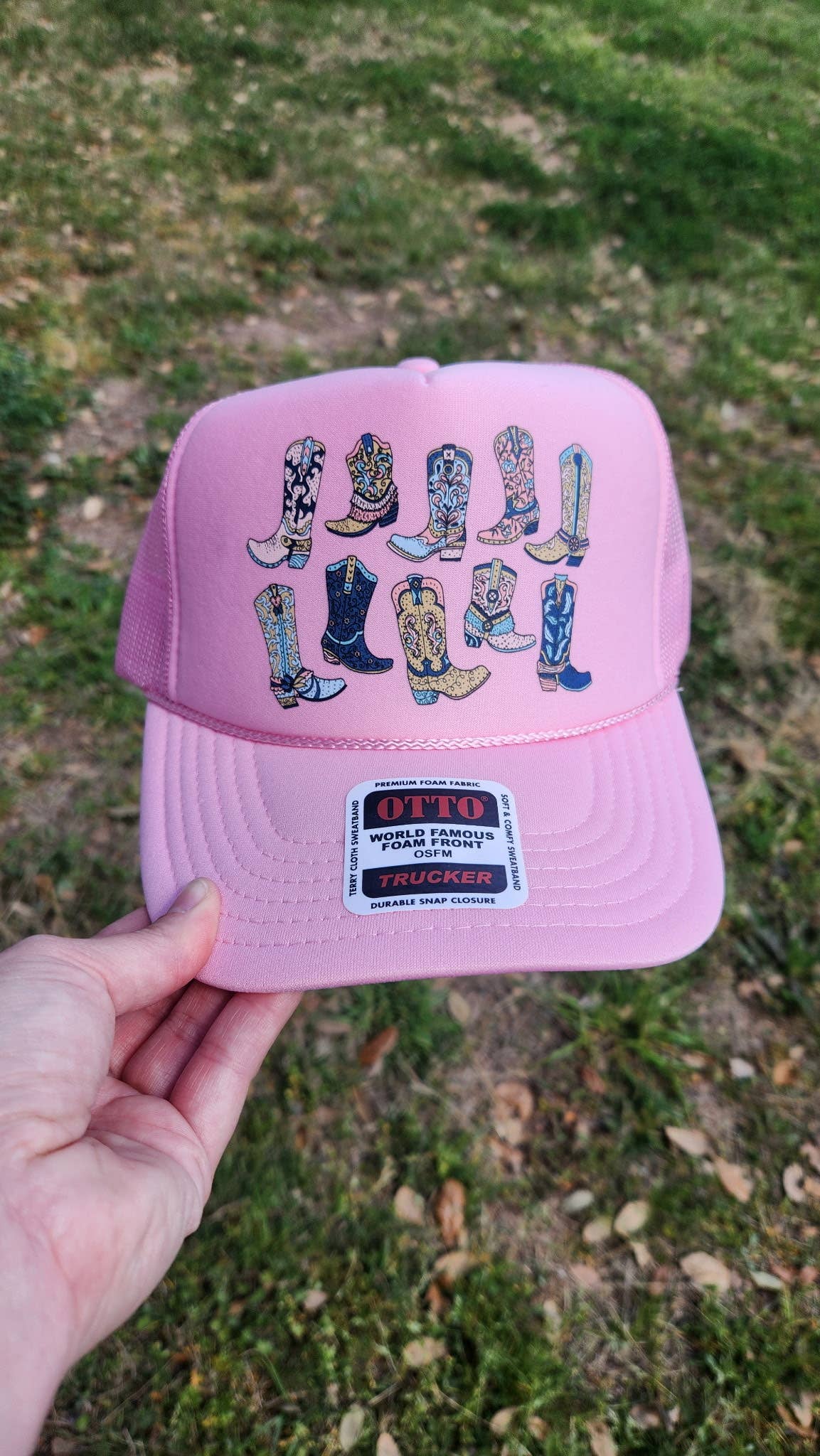 Fancy Cowgirl Boot Trucker Hat