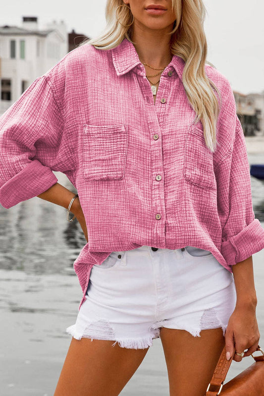 Mineral Wash Textured Button Down