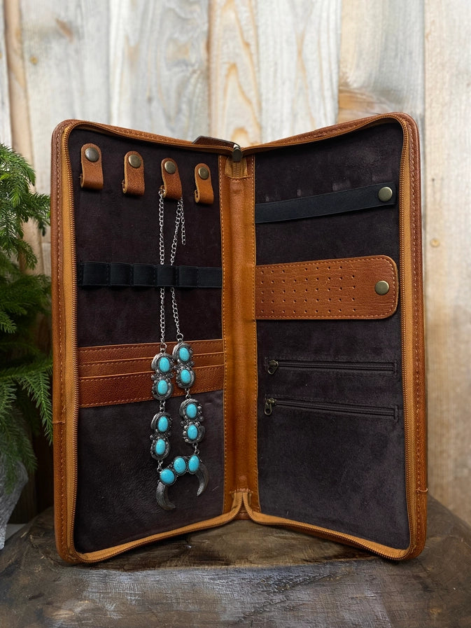 Brown Tooled Jewelry Case