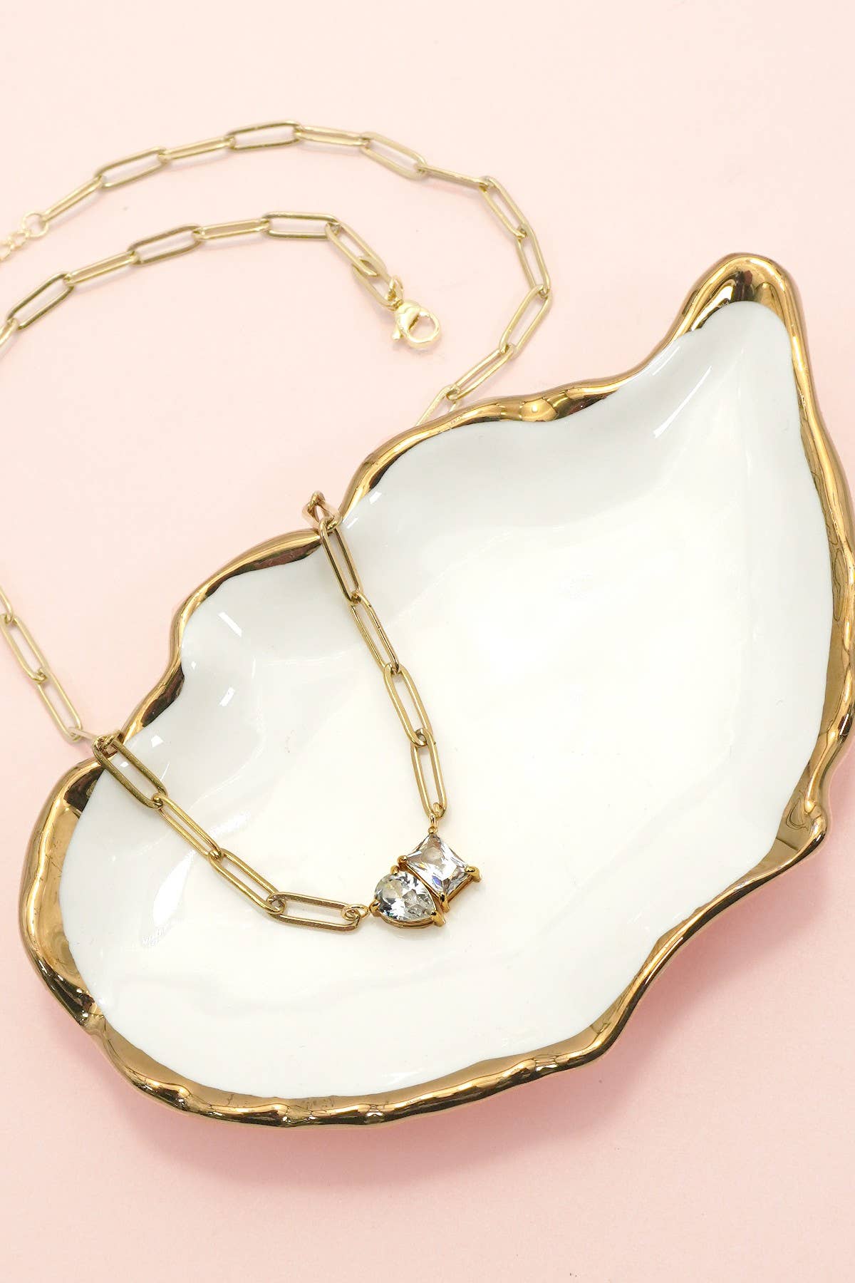 Double Jeweled Paperclip Necklace