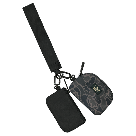 LULU MAC BLACK CAMO DOUBLE POUCH WRISTLET