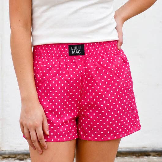 LULU MAC HOT PINK POLKA DOT BOXER SHORTS