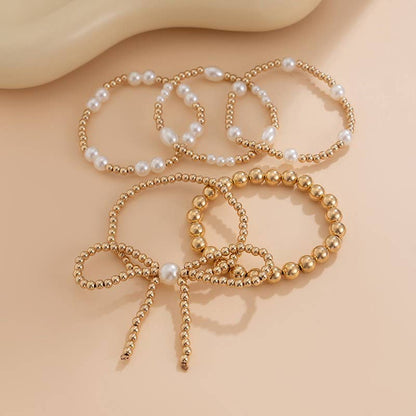 Multi Layer Pearl Bow Bracelet