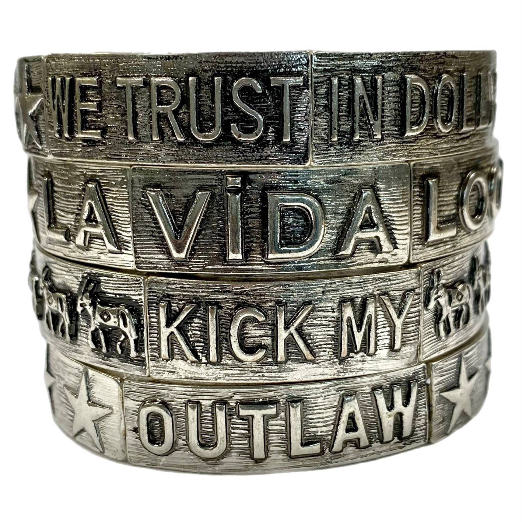"We Trust In Dolly" Stretch Metal Bracelet