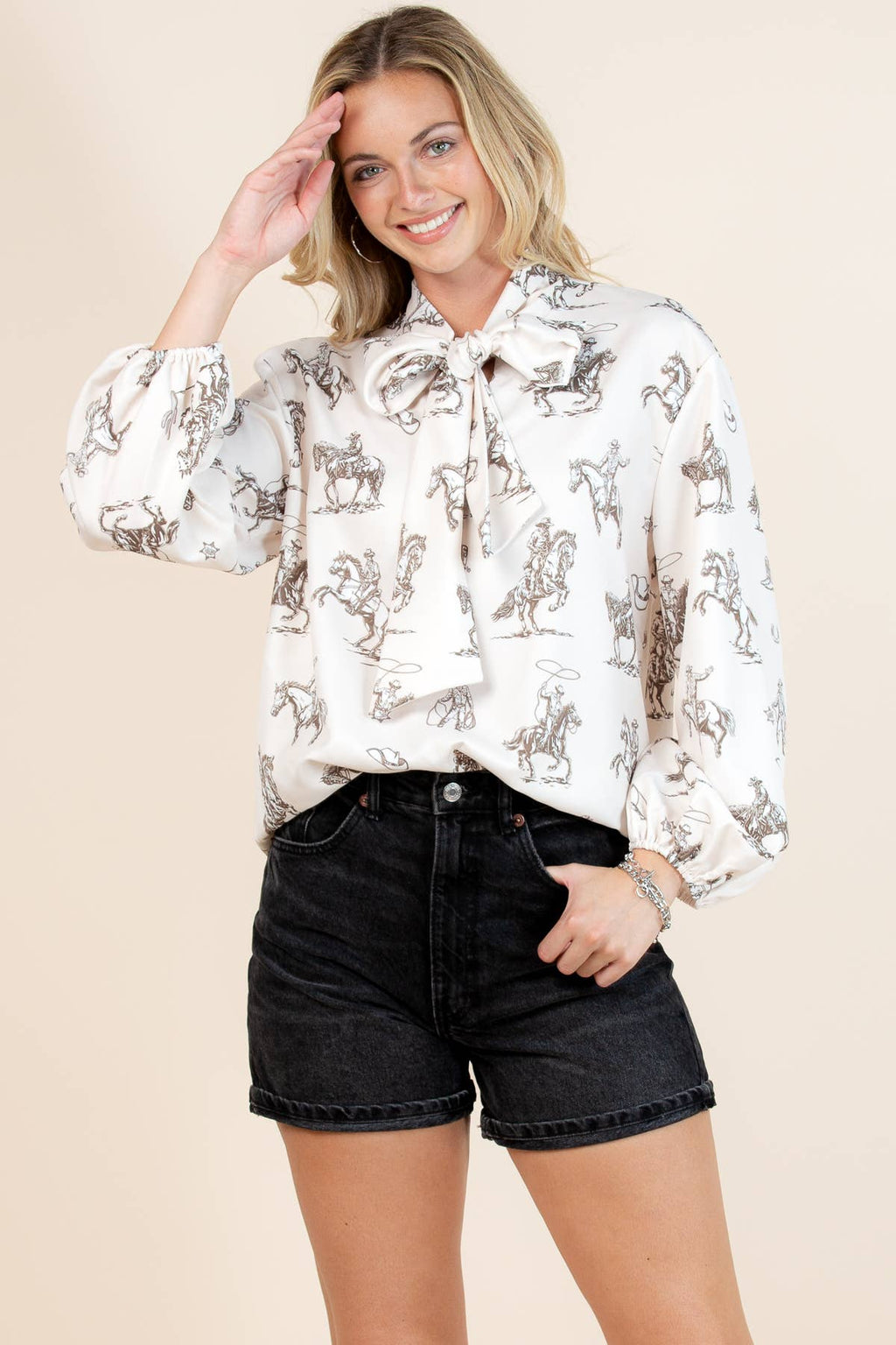 Western Sheriff Cowboy Print Blouse