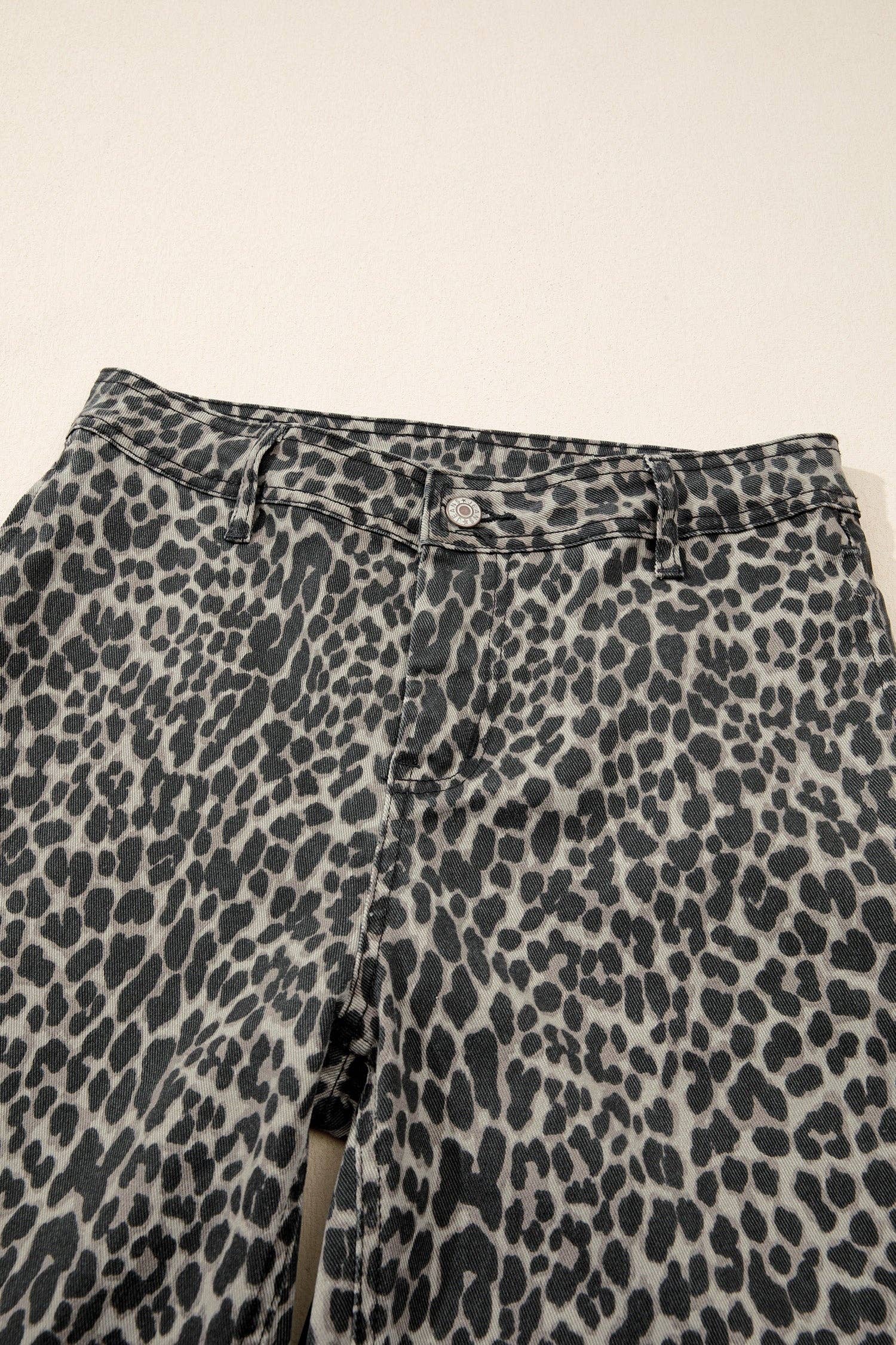 Leopard High Rise Straight Leg Jeans